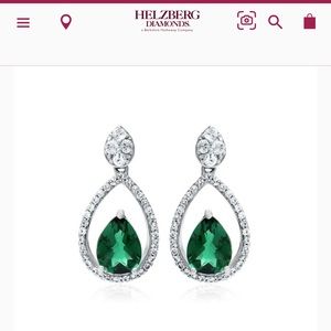 Helzburg Diamonds Emerald Teardrop Earring and Necklace Set